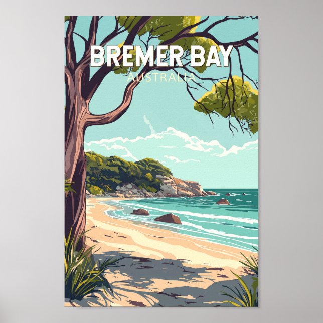Poster Bremer Bay Austrália - Viagem Art Vintage (Frente)