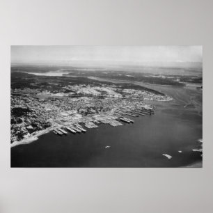Pôster Bremerton, WA - vista aérea da fotografia da