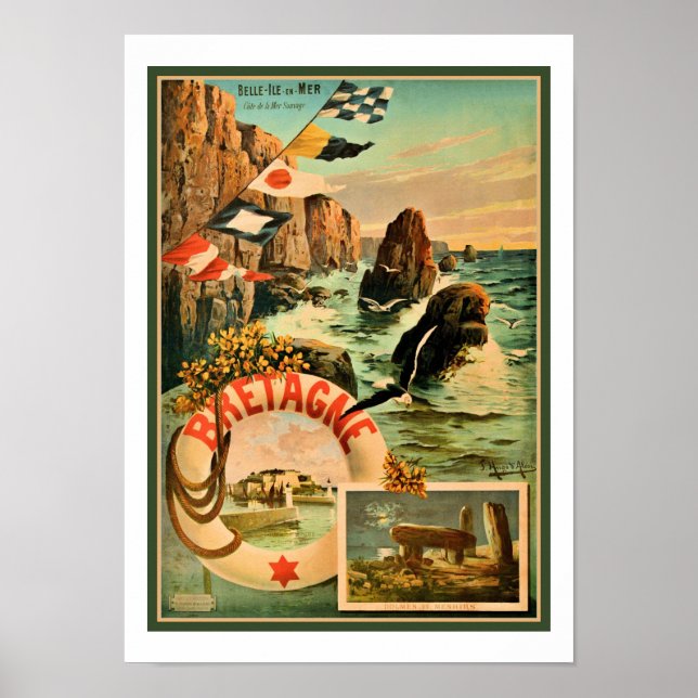 Pôster Bretagne Brittany Hugo d'Alesi 1895 viagem francês (Frente)