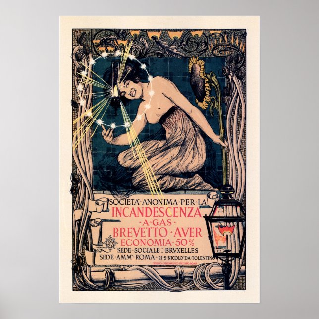 Poster BREVETTO AUER Incandescenza Electric Old Italiana (Frente)