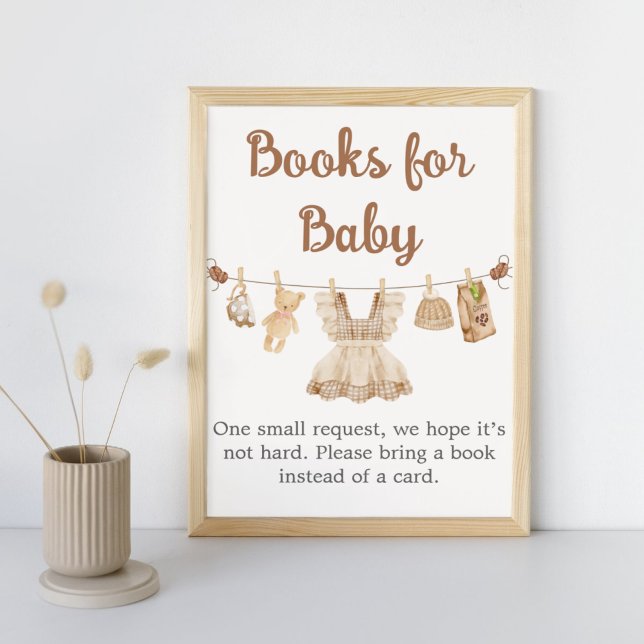 Poster Brewing Coffee Baby Shower Books for Baby Sign (Coffee Little Bean Clothesline Baby Shower Books for Baby Sign)