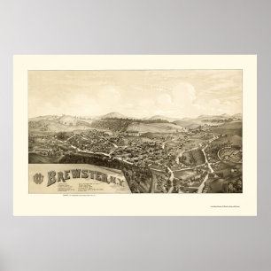 Poster Brewster, mapa panorâmico de NY - 1887