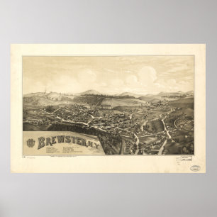 Poster Brewster New York 1887 Mapa Panorâmico Antiquado