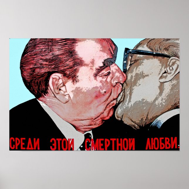 Poster Brezhnev & Honecker Kiss,East Side Gallery, Berlim (Frente)
