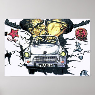 Poster Brezhnev & Honecker, Trabant Car , Berlim (pst)