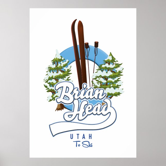Poster Brian Head Utah para logotipo de esqui (Frente)
