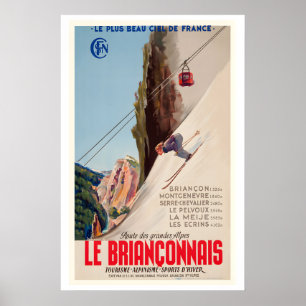 Poster Briançon França Rota dos Grandes Alpes Antigo