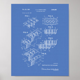 Pôster Brick 1961 Patent Art - Blueprint