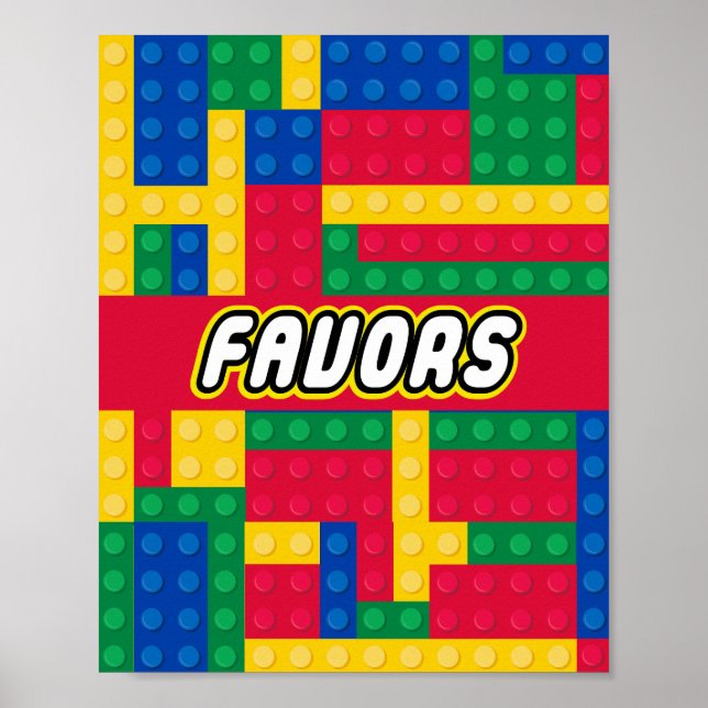 Poster Brick Builder  Birthday Party FAVOR SIGN (Frente)