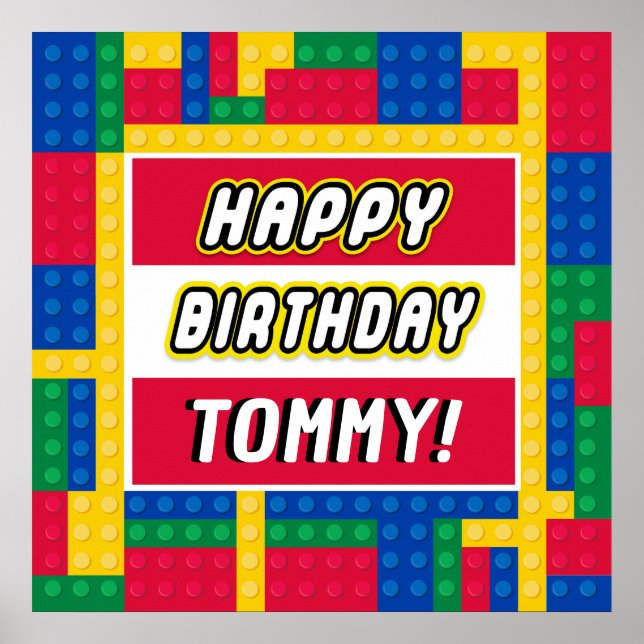 Poster Brick Builder Customizable Birthday Sign (Frente)