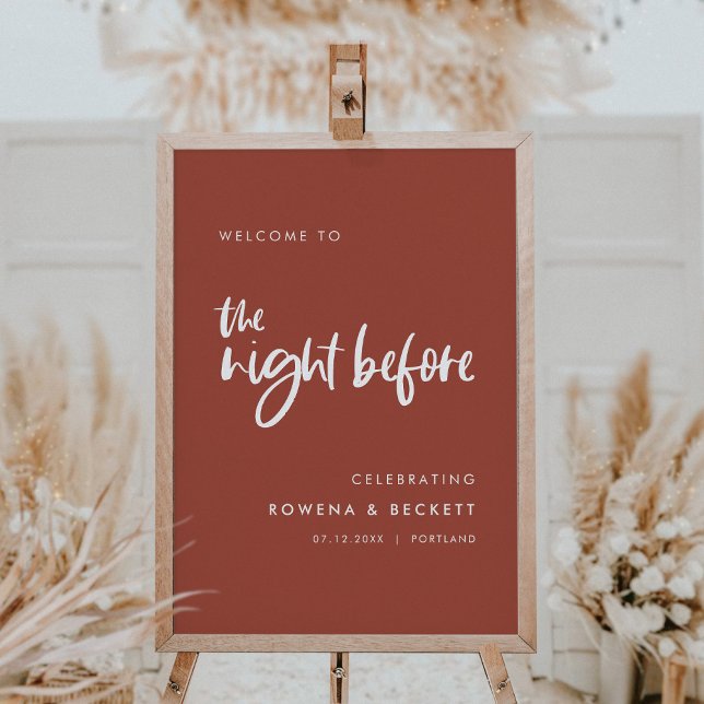 Poster Brick queimado moderno Bem-vindo à noite anterior (Criador carregado)