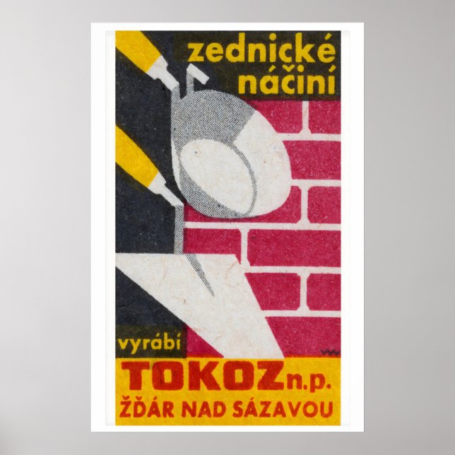 Poster Bricklaying Construction - Matchbox Print - Czech (Frente)
