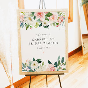 Poster Bridal Floral Rosa Elegante Brunt Bem-vindo