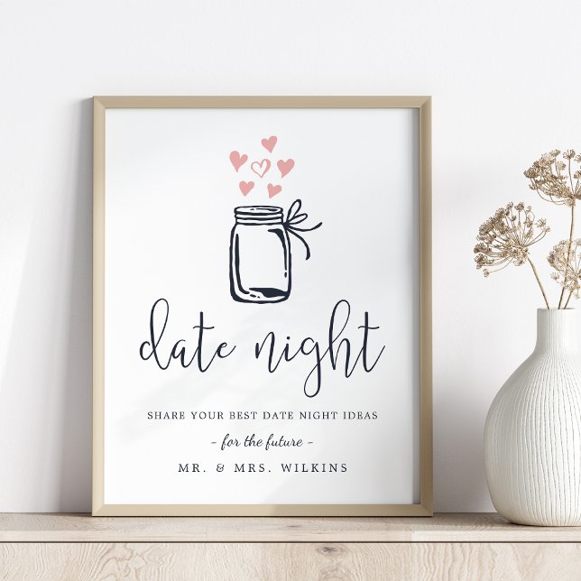 Poster Bridal Shower Date Night Jar Sign (Criador carregado)
