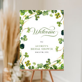 Poster Bridal Shower Greenery Shamrock Welcome Sign