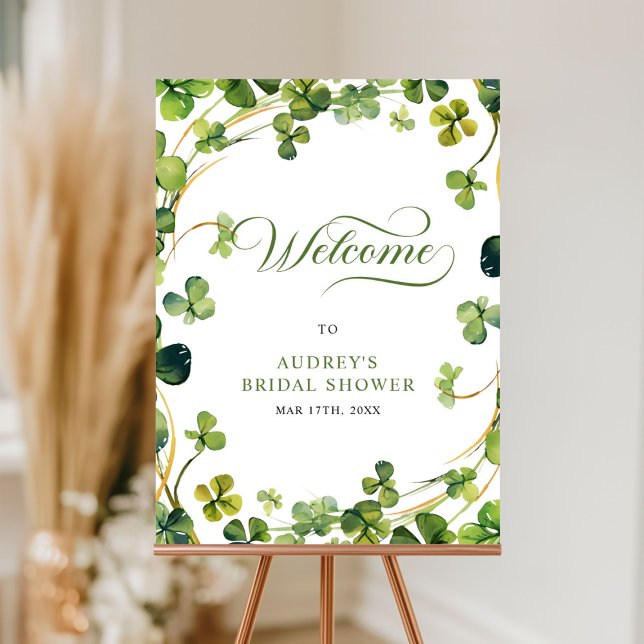 Poster Bridal Shower Greenery Shamrock Welcome Sign (Criador carregado)