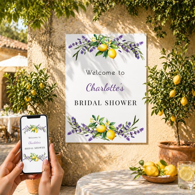 Poster Bridal Shower lavender lemons welcome (Criador carregado)