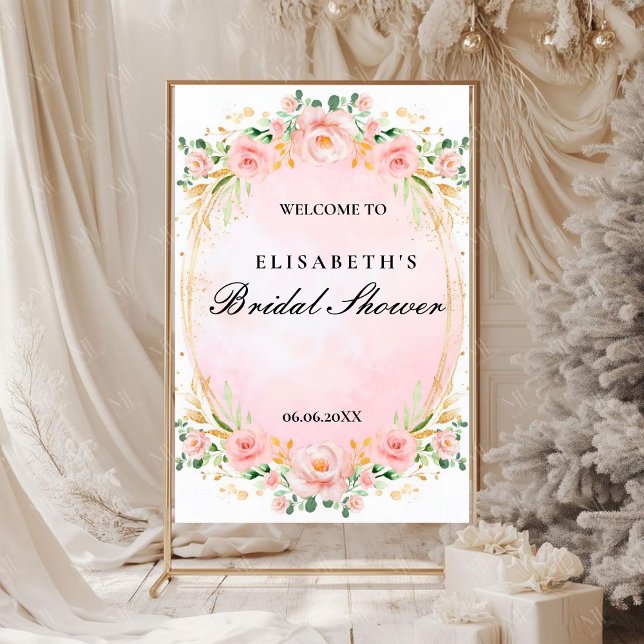 Poster Bridal shower rosa oro floral Foam Boards (Criador carregado)