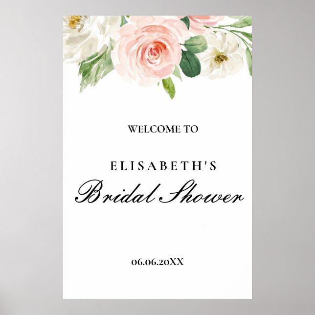 Poster Bridal shower rosa oro floral Foam Boards (Frente)