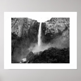 Poster Bridalveil cai cascata em preto e branco Foto