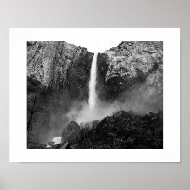 Poster Bridalveil cai cascata em preto e branco Foto (Frente)