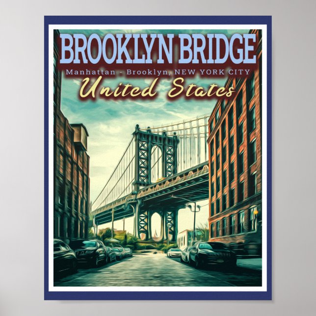 POSTER BRIDGE BROOKLYN - MANHATTAN - BROOKLYN - NOVA IORQ (Frente)