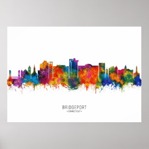 Poster Bridgeport Connecticut Skyline