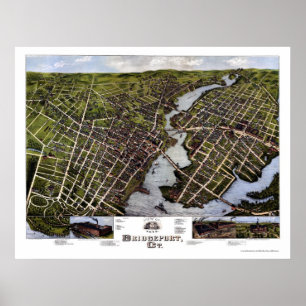 Poster Bridgeport, mapa panorâmico do CT - 1875
