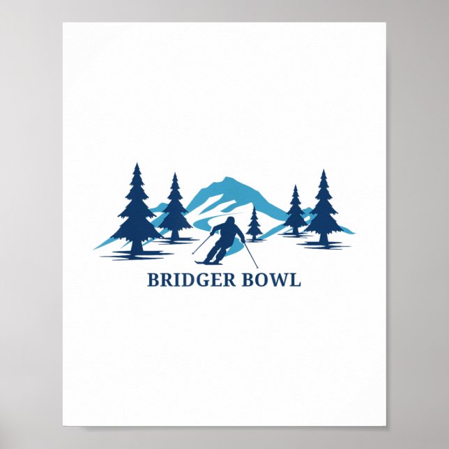 Poster Bridger Bowl Montana Ski Resort Skiier _1 (Frente)