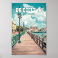 Bridgetown Barbados Ilustração de Viagem de Arte
