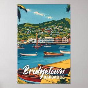 Poster Bridgetown Barbados Vintage Familiar Viagem