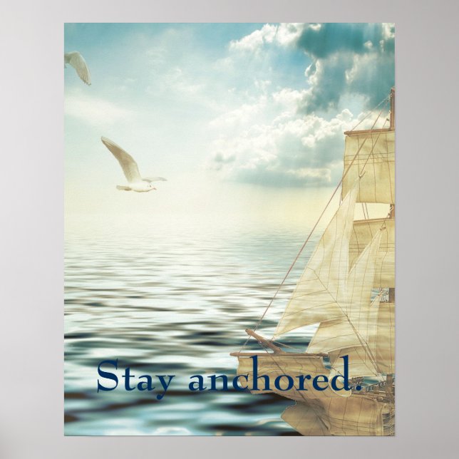 Poster Brigantine Sailboat & Seagulls (Frente)