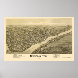 Pôster Brigghton nova, mapa panorâmico do PA - 1901