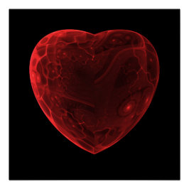 Pôster Bright abstract fractal red heart, Fractal  heart