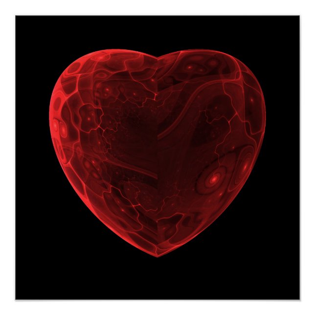 Pôster Bright abstract fractal red heart, Fractal  heart (Frente)