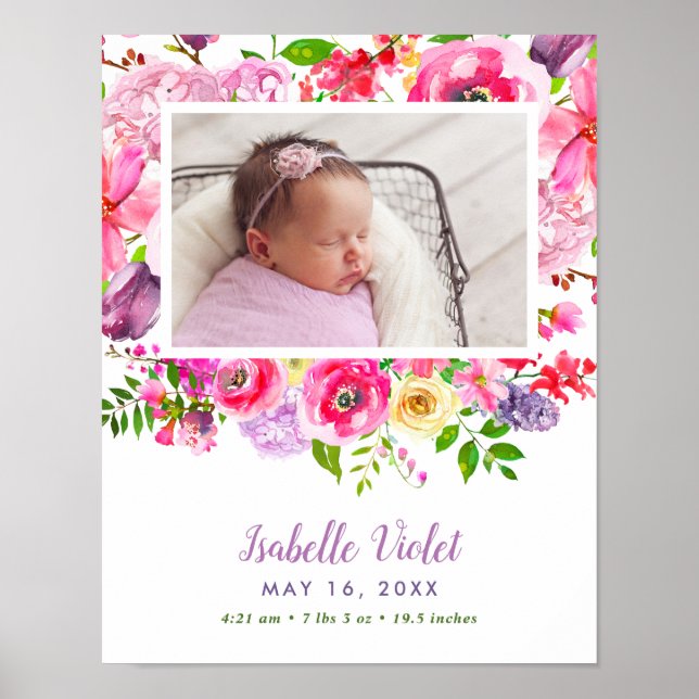 Poster Bright Blooms Baby Girl Stat Foto (Frente)