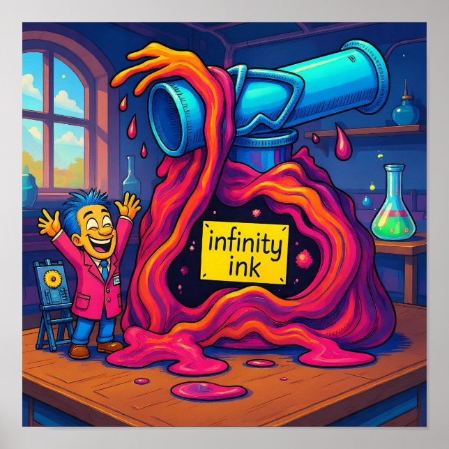 Poster Bright Cartoon Scientist Wall Art Print (Frente)