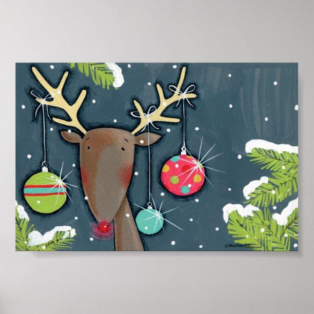 Pôster Bright Christmas Reindeer (Frente)