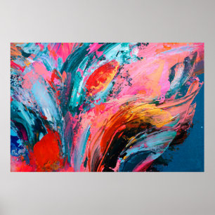 Poster Bright colorful hand painted abstract backgroundar