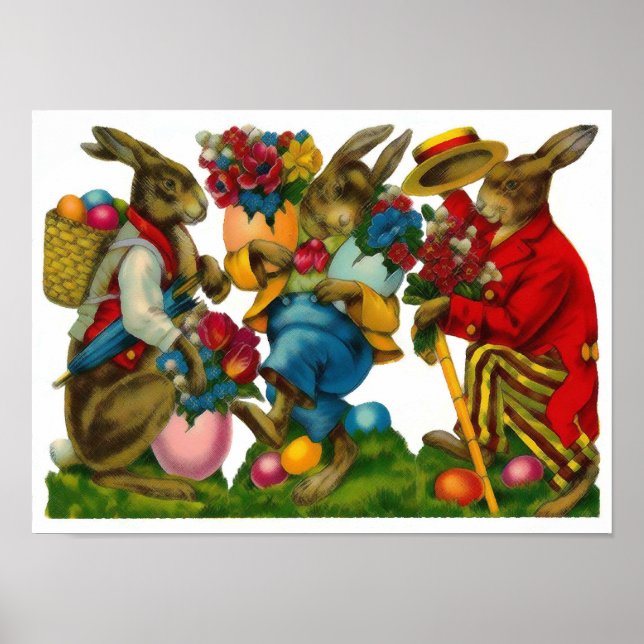 Poster Bright Easter Bunnies Vintage (Frente)
