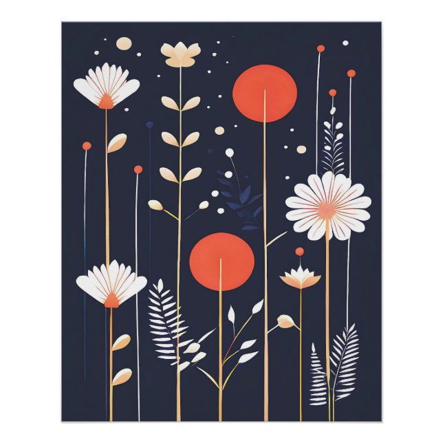 Pôster Bright Floral abstrato Art (Frente)