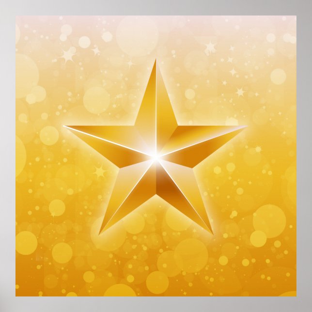 Pôster Bright golden star illustration (Frente)