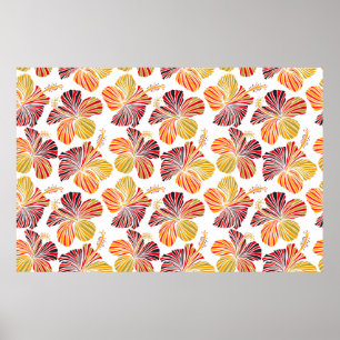 Poster Bright hawaian design com plantas tropicais e hi