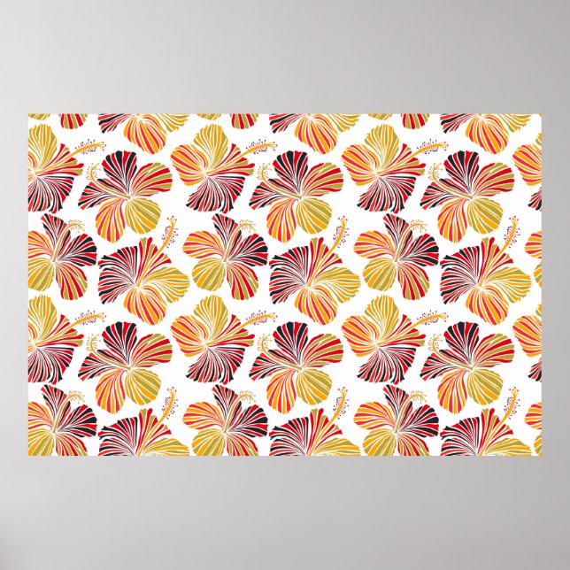 Poster Bright hawaian design com plantas tropicais e hi (Frente)