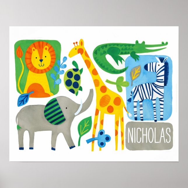 Poster Bright Jungle Kids Customizable Wall Art print (Frente)