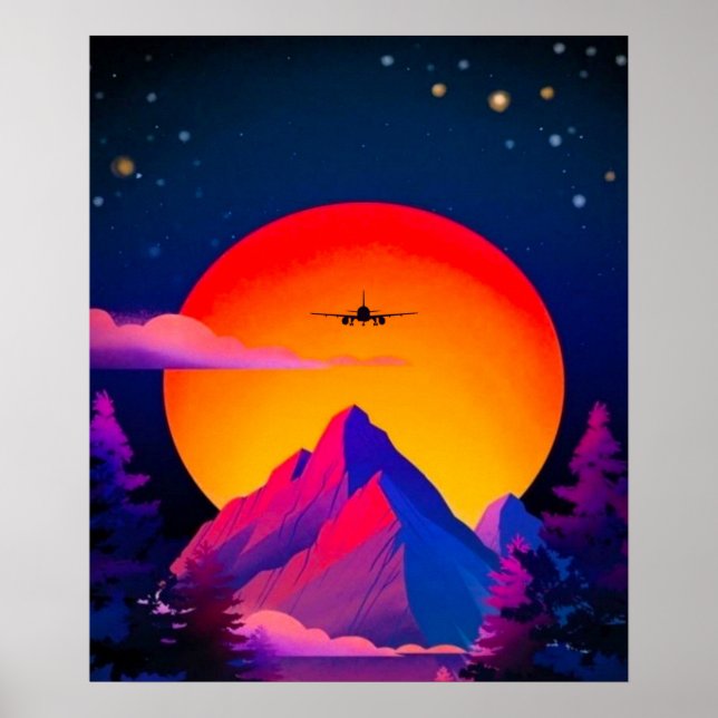 Poster Bright Neon Mounries Sunrise Avião (Frente)