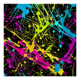 Pôster Bright Neon Paint Splatter
