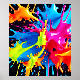 Poster Bright Neon Splasps in Abstrato Art