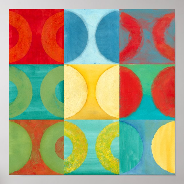 Pôster Bright Pop Art with Circles and Squares (Frente)