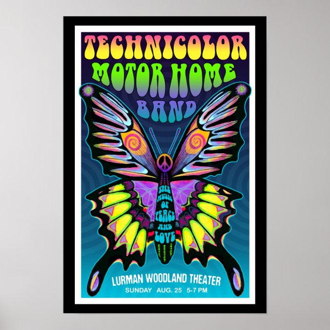 Poster Bright TMH Psychedelic Butterfly Lurman Concert (Frente)
